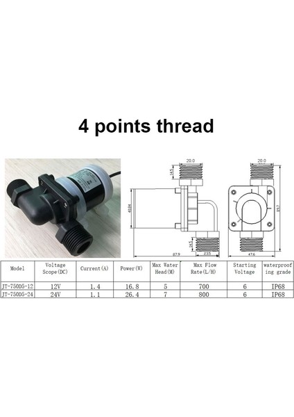 24V 26.4W2 12V 24V Dc Fırçasız Su Pompası Sessiz 4 Noktalı Dişli Güneş Enerjili Su Isıtıcısı Duş Zemin Isıtma Arttırıcı Pompası IP68 (Yurt Dışından) modelleri