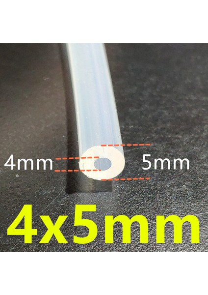 4X5MM Tarzı 1 Metre Gıda Sınıfı Şeffaf Silikon Boru Kauçuk Hortum Su Gaz Borusu (Yurt Dışından)