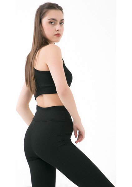 Kadın Spor Crop Tayt Takım