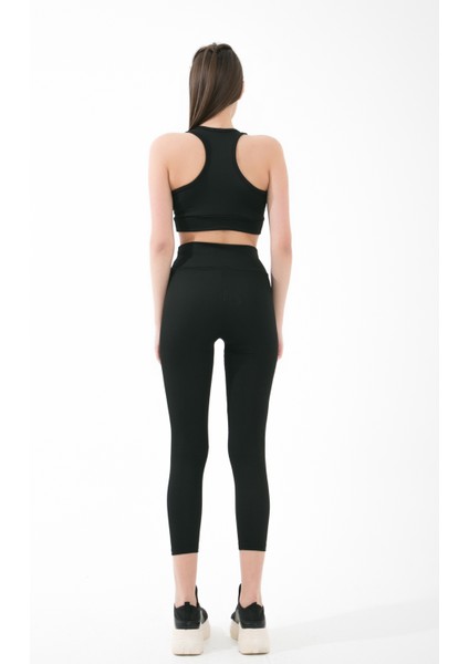 Kadın Spor Crop Tayt Takım