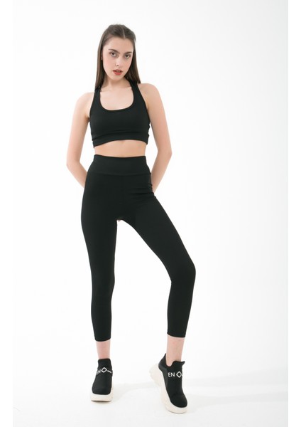 Kadın Spor Crop Tayt Takım