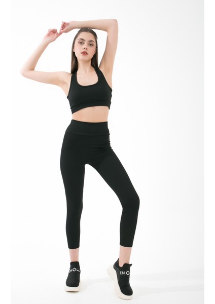 Kadın Spor Crop Tayt Takım