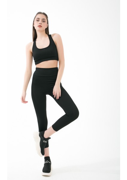 Kadın Spor Crop Tayt Takım