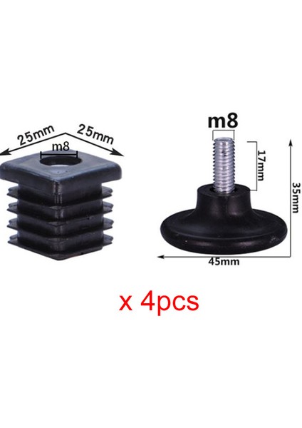 Fiş B x 4 Adet Stil Paslanmaz Çelik Boru Için Krom Kaplama Kare Flanşlı Kare Boru Bağlantı Elemanı - Kendin Yap Kıyafet Askılığı Dolap Çerçevesi (Yurt Dışından)