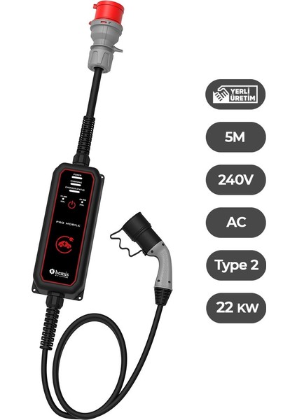 11 - 22 Kw Pro Mobil Araç Şarj Aleti 5 Metre BEV-2331-0001 fiyatları