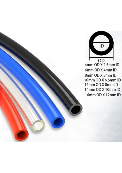1 Metre Siyah Stil Dış Çap 16XİÇ Çap 12MM 1m Pnömatik Hortum Pu Boru 4 * * * * * * * Hava Tüpü Kompresör Hortumu (Yurt Dışından) modelleri