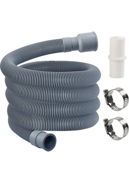 2 M Tarzı 200CM 2m Yıkama Makinesi Bulaşık Makinesi Oluklu Tahliye Hortumu Uzun Esnek Uzatma Atık Boru Kiti Bağlantı Klipsi ile Banyo Için (Yurt Dışından)