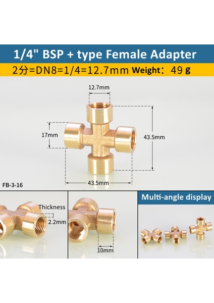 1l4 Çapraz 4 Yollu F Stili Bsp Dişi Erkek Dişi Dikdörtgen Tipi Küçültme Bakır Dikleşme Adaptör Adaptör Kuplaj Pirinç Bağlantı Parçaları (Yurt Dışından)
