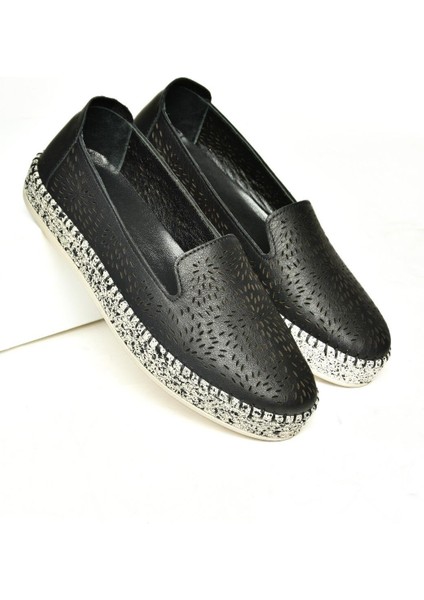 U555200103 Siyah Hakiki Deri Kadın Günlük Ayakkabı modelleri