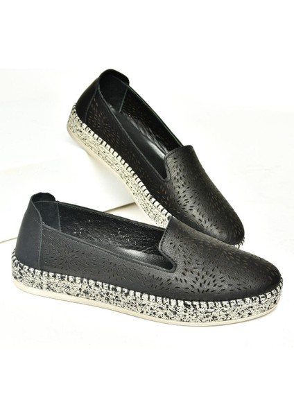 U555200103 Siyah Hakiki Deri Kadın Günlük Ayakkabı fırsatları