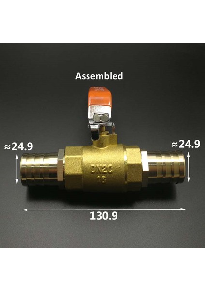 Od 25MM Tarzı Kırmızı Sap Vana mm Hortum Bağlantılı Inline Pirinç Su Yağ Hava Gaz Yakıt Hattı Top Vana Boru Bağlantı Parçaları (Yurt Dışından)
