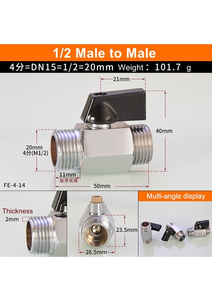 1l2 Erkekten Erkeğe Tarzı Siyah Mini Vana Erkek Dişi Hava Kompresörü Su Gaz Yağ Kapatma Valfi Pirinç Bilyalı Vana Bsp Dişli (Yurt Dışından)