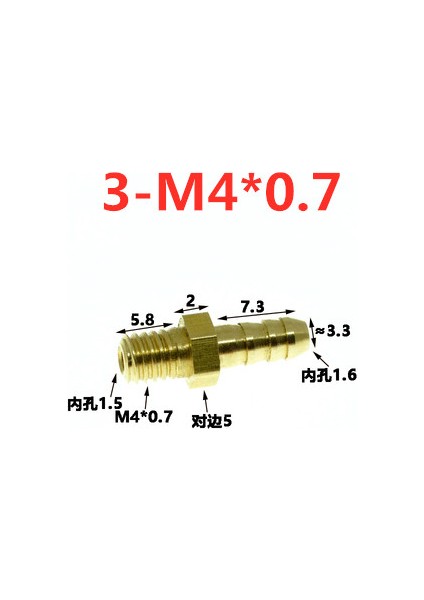 3 Mm'den M4X0,7 Stiline Mini Pagoda Boru Bağlantı Parçaları Erkek Metrik Dişli Pirinç Boru Hortumu Deri Tüp Trakea Bağlayıcı (Yurt Dışından)