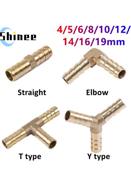 Dirsek 2p Stili 4mm 4mm Hortuma Kadar Redüktör Bakır Boru Için Pirinç Barb Boru Bağlantı Elemanı Düz Dirsek T Y Şekli 2 3 Yollu Konnektör Adaptör (Yurt Dışından)