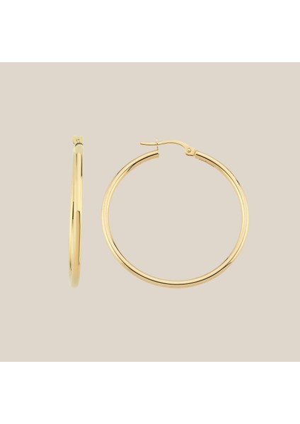 32 mm Klasik Altın Halka Küpe