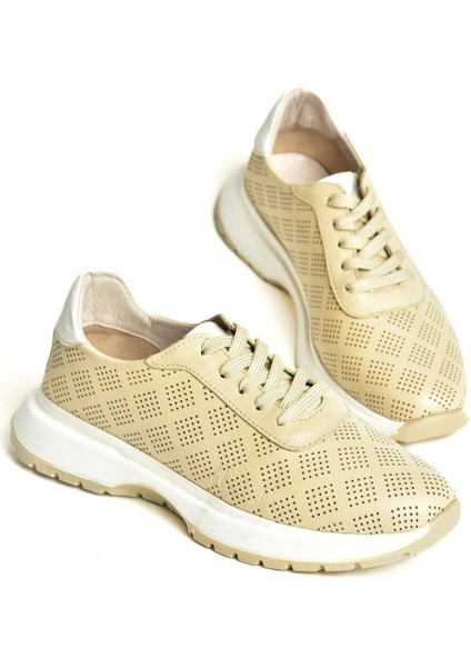 U555025603 Bej Kadın Spor Ayakkabı Sneakers