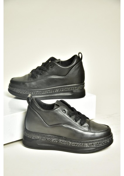 S602008704 Siyah Kalın Tabanlı Spor Ayakkabı Sneakers