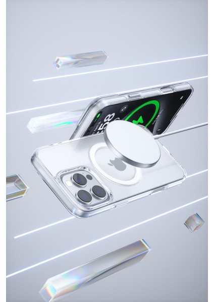 iPhone 16 Pro Max Gleam Pc Sert Magsafe Kılıf - Şeffaf-Siyah 11
