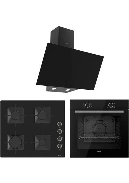Elegance Plus Siyah Cam 3'lü Ankastre Set ( XE61CS-SS205-D077 )