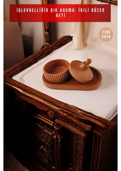 Terracotta Sunumluk Takı Tabağı Dekoratif Tepsi Obje Seti 2 Parça Model 1021 fiyatları