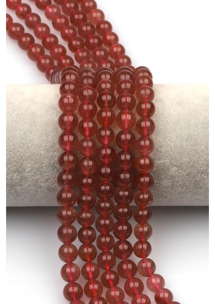 Çilek Kuvars Doğal Taş Dizi 8 mm Küre Kesim