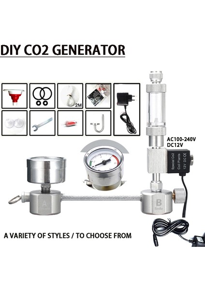 Mavi-A Tarzı Akvaryum Dıy Co2 Jeneratörü, Manyetik Valf Kabarcık Sayacı Difüzör Reaksiyon Sistemi Kit'i Sucul Bitki Büyümesi Için Co2 Ekipmanı (Yurt Dışından) indirimleri