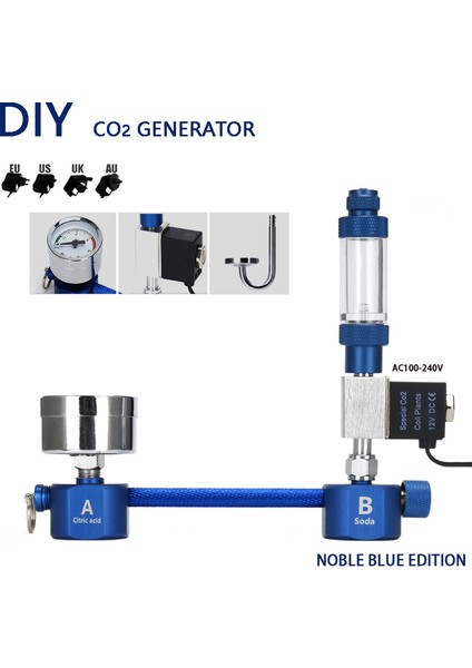 Mavi-A Tarzı Akvaryum Kendi Co2 Jeneratörü Kabarcık Sayacı Solenoid Valf Difüzör Alüminyum Alaşımlı Co2 Jeneratör Kiti Balık Tankı Sucul Bitki Co2 (Yurt Dışından) indirimleri