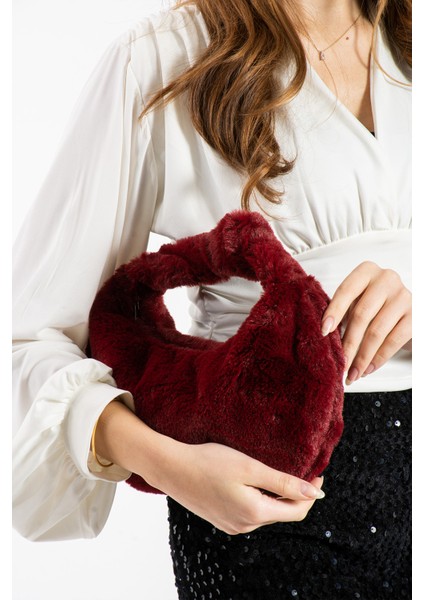 Puffpouch Mini Kol Çantası, Tavşan Tüyü Peluş Çanta, Kol Çantası modelleri