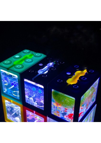 Mavi Stil Lechong Masaüstü Mini Akvaryum Işıklı Yapılabilir Kaplumbağa Tankı Küçük Balık Tankı Sucul Bitkiler Süs Balık Tankı (Yurt Dışından) fırsatları