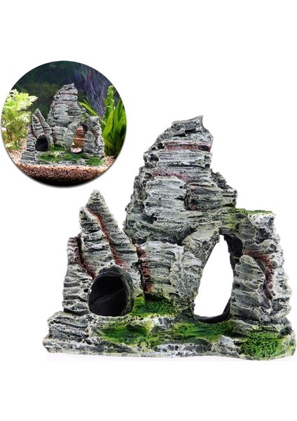 Sonbahar Tarzı Dağ Manzaralı Akvaryum Kaya Mağara Ağaç Süs Balık Tankı Dekorasyonu (Yurt Dışından)