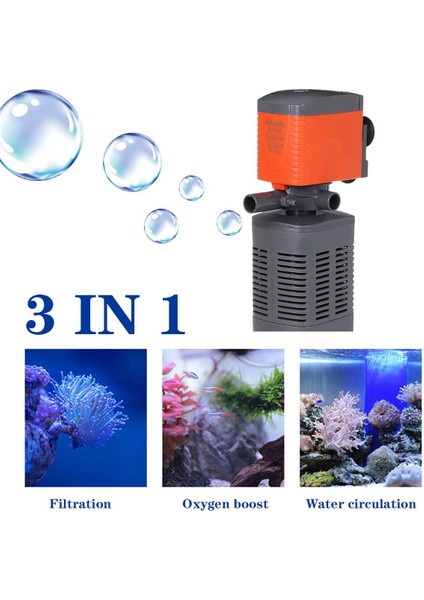 25W Tarzı 3ü 1 Arada Akvaryum Filtresi Hava Pompası Akvaryum Su Pompası Balık Tankı Dolaşım Iç Filtre Hava Oksijen Artırma (Yurt Dışından) modelleri