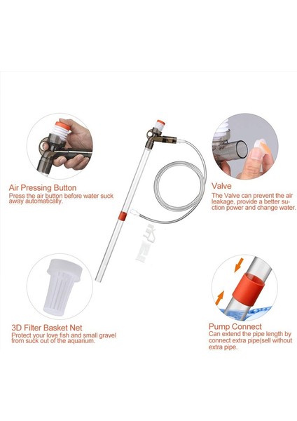 Şeffaf Stil Xl Beden Akvaryum Temizleyici - Balık Tankı Kum Temizleyici Seti Hava Basın Düğmesi ve Ayarlanabilir Su Akış Kontrol Kelepçesi ile Balık Tankı Için (Yurt Dışından) fırsatları