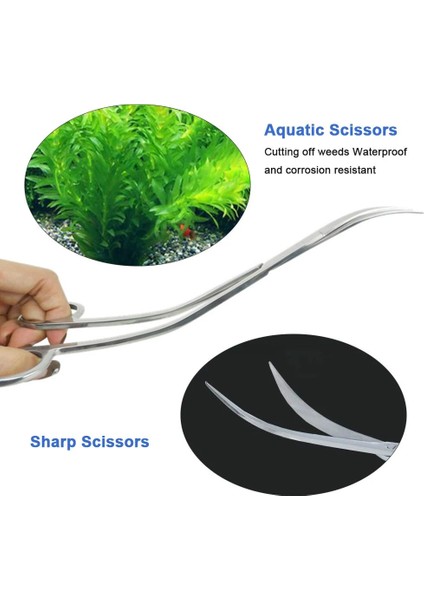 Düz Stil Paslanmaz Çelik Akvaryum Su Otlatıcısı Uzun Dalga Veya Araç Kiti Su Ot Kesici Kıskaç Balık Dili 3 Şekil (Yurt Dışından) modelleri