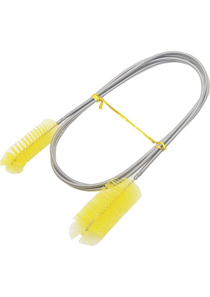 Sarı Stil Uzunluk 155CM Akvaryum Temizlik Fırçası Su Hortumu Zambak Boru Hava Tüpü Paslanmaz Çelik Esnek Bükülebilir Çift Başlı Fırça Balık Tankı Temizleyici (Yurt Dışından)