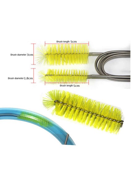 Sarı Stil Uzunluk 155CM Akvaryum Temizlik Fırçası Su Hortumu Zambak Boru Hava Tüpü Paslanmaz Çelik Esnek Bükülebilir Çift Başlı Fırça Balık Tankı Temizleyici (Yurt Dışından) indirimleri
