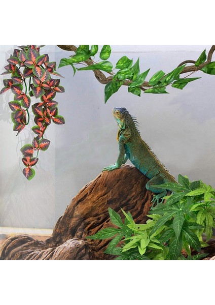 Gri Stil Simülasyon Bitki Süsü Kertenkele Üretim Kutusu Tırmanma Kertenkeleler Kertenkeleler Gecko Habitat Dekorasyon Bitkisi Hasır Pet Malzemeleri (Yurt Dışından)