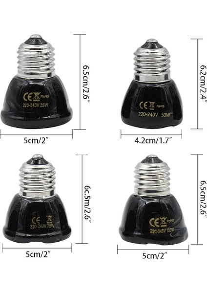 B 50W Tarzı E27 25W 50W 75W 100W Evcil Hayvan Isıtma Lambası Siyah Kızıl Seramik Yayıcı Isı Işık Ampulü Evcil Hayvan Yavrulama Sürüngen Lambası (Yurt Dışından) modelleri