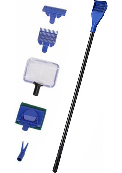 5'i 1 Arada Ölçeklenebilir Olmayan Stil Eğri Cam Temizleyici Süpürge Aracı Balık Çakıl Tarama Yosun Temizleyici Akvaryum Temizleme Araçları Sünger Fırça Ağ Aksesuarları (Yurt Dışından)