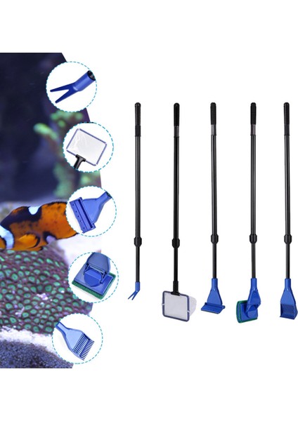 5'i 1 Arada Ölçeklenebilir Olmayan Stil Eğri Cam Temizleyici Süpürge Aracı Balık Çakıl Tarama Yosun Temizleyici Akvaryum Temizleme Araçları Sünger Fırça Ağ Aksesuarları (Yurt Dışından) fiyatları