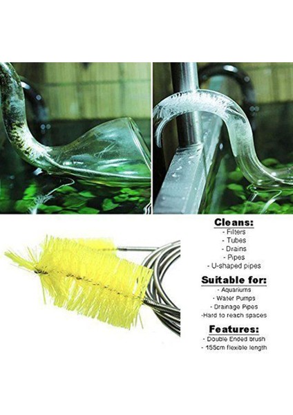Mavi Stil 155CM 155 cm Akvaryum Temizleme Fırçası Paslanmaz Çelik Esnek Eğri Boru Fırçası Su Hava Borusu Hortum Temizleyici Balık Tankı Aksesuarları (Yurt Dışından) fırsatları