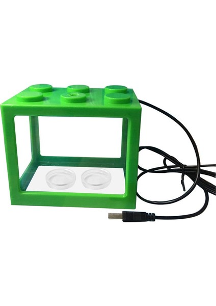 Yeşil Stil USB Mini Akvaryum Balık Tankı LED Lamba Işıklı Ev Ofis Masa Üstü Çay Masası Dekorasyon Aksesuarları (Yurt Dışından)