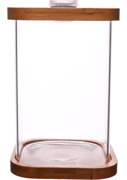 1 Adet Mini Balık Tankı Kare Şeffaf Bambu Tabanlı Mini Balık Tankı Küçük Balık Tankı (Yurt Dışından)