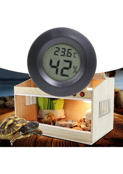 Siyah Stil Yüksek Hassasiyetli Dijital Termometre Higrometre Ölçer Kaplumbağa Terraryum Akvaryum Tank Aksesuarları Sıcaklık Nem (Yurt Dışından)