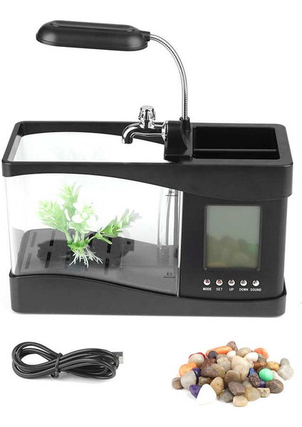 Temizleme Araçları Stili USB Masaüstü Akvaryum Balık Tankı Beta Akvaryum LED Işık LCD Ekran ve Saat Balık Tankı Süs Malzemeleri (Yurt Dışından) modelleri