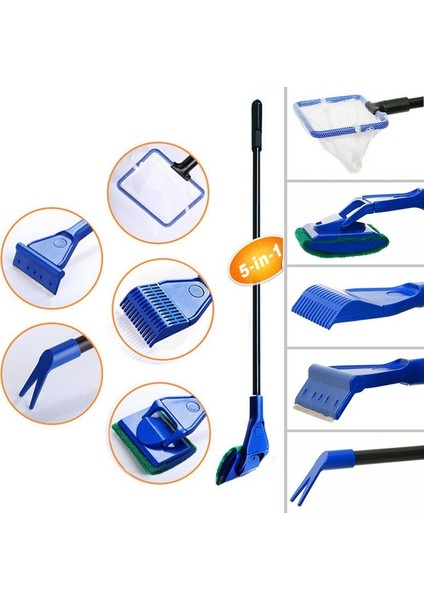 1 Takım Stili 48CM Akvaryum Temizlik Fırça Tank Temizleme Araçları Seti Balık Ağı Çakıl Tarama Yosun Kazıyıcı Çatal Sünger Fırça Cam Temizleyici (Yurt Dışından)