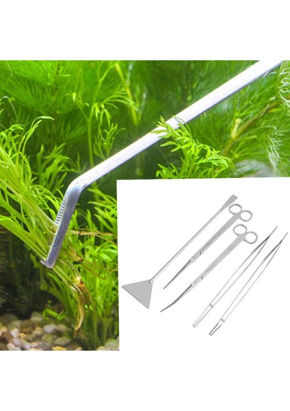 Gümüş 5 Adet Tarzı Sıcak Satış Akvaryum Balık Tankı Bitki Temizleme Kiti Paslanmaz Çelik Terraryum Set Bitki Aracı Kiti Balık Tankı Akvaryum Aksesuarları Için (Yurt Dışından) fırsatları
