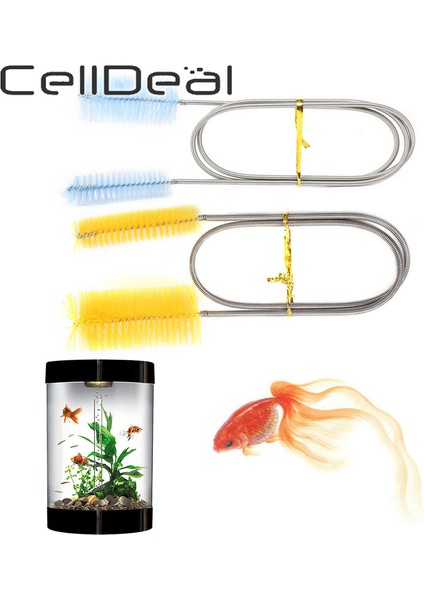 Mavi Stil 45CM cm Akvaryum Temizleyici Çift Başlı Balık Tankı Fırçası Hava Tüpü Hortum Boru Pompa Temizleme Fırçası Esnek Yay Naylon Fırça (Yurt Dışından) fiyatları