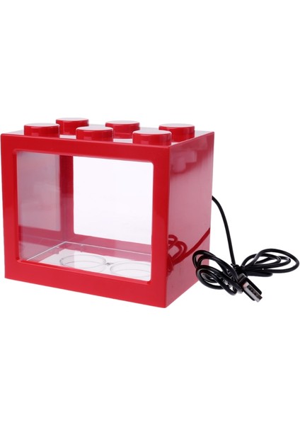Kırmızı Stil M Beden USB Mini Akvaryum Balık Tankı LED Lamba Işıklı Beta Balığı Kavgası Silindir (Yurt Dışından)