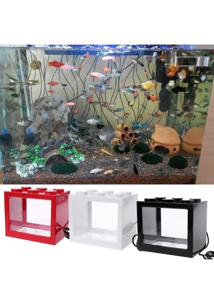 Kırmızı Stil M Beden USB Mini Akvaryum Balık Tankı LED Lamba Işıklı Beta Balığı Kavgası Silindir (Yurt Dışından)