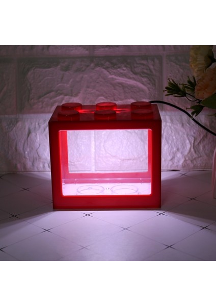 Kırmızı Stil M Beden USB Mini Akvaryum Balık Tankı LED Lamba Işıklı Beta Balığı Kavgası Silindir (Yurt Dışından)